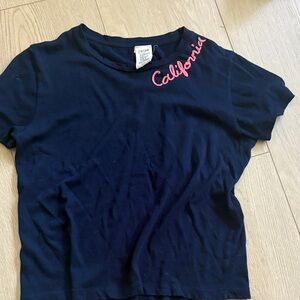 Navy Blue T-Shirt with Red California Embroidery